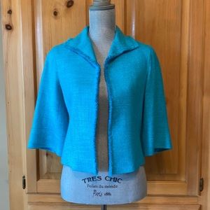 Lafayette 148 Turquoise Cropped Blazer Jacket 0P